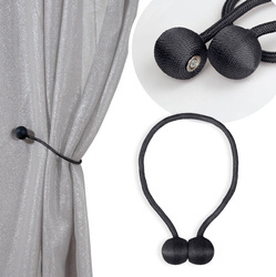 Czarny upinacz sznur z magnesami dekoracyjne spinki klipsy do firan i zasłon