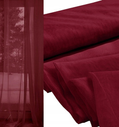 Delikatna zwiewna tkanina firanka, zasłonka na metry woal gładki bordowy wys. 300 cm