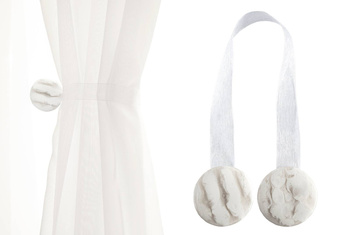 Biała tasiemka z magnesami w kolorze marmurek biały klamra upinacz klips do firan i zasłon