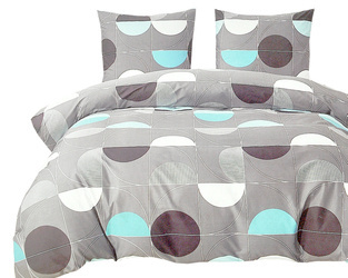 Szara pościel bawełniana w koła 3-cz. poszwa 200 x 220 cm + 2 x poszewki 70 x 80 cm