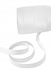 Biała lamówka dekoracyjna atłasowa do obszywania tkanin szer.15 mm krążek 130 mb