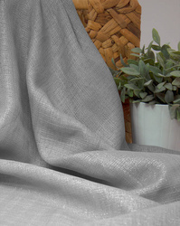 Tkanina dekoracyjna len błyszczący syntetyczny ciemno szary wys. 280 cm