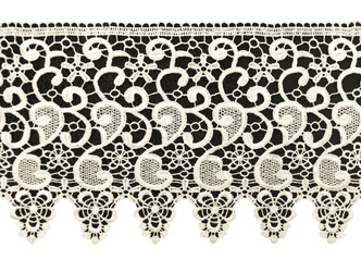 Szeroka taśma koronkowa żakardowa gipiura dekoracyjna w kolorze ecru wys. 19 cm
