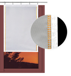 Biała gotowa firana ekran panelowy z delikatnego woalu z ozdobną złotą taśmą imitującą cyrkonie 50 x 100 cm