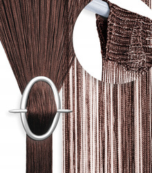 Gotowa firanka makaron z delikatnych sznurków w kolorze brązowym 300 x 250 cm