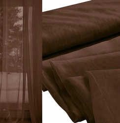 Delikatna zwiewna tkanina firanka, zasłonka na metry woal gładki brązowy wys. 300 cm