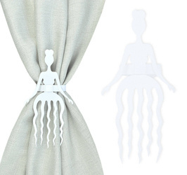 Biała klamra upinacz klips ozdobny do firan zasłon