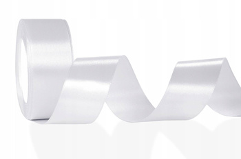 Biała wstążka tasiemka atłasowa satynowa szer. 38 mm