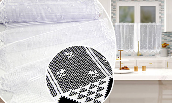 Biała żakardowa firanka na metry lambrekin segmentowy zazdrostka z wzorem wys. 60 cm