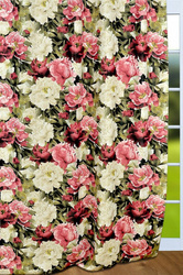 Tkanina dekoracyjna zasłonowa w białe i czerwone malowane kwiaty wys. 280 cm