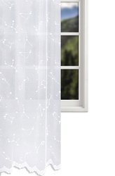 Biała żakardowa firanka na metry o lekkim połysku ze wzorem w gwiazdozbiór wys. 250 cm