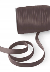 Brązowa lamówka dekoracyjna atłasowa do obszywania tkanin szer.15 mm krążek 130 mb