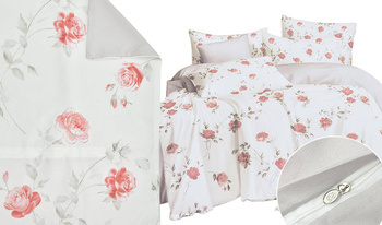 Kremowy komplet pościeli w czerwone róże 3-cz. poszwa 160x200 cm + 2 x poszewki 70x80 cm