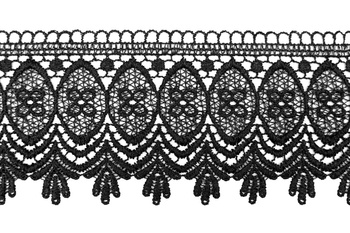 Szeroka taśma koronkowa żakardowa gipiura dekoracyjna w kolorze czarnym wys. 10 cm